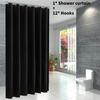 Waterproof Solid Color Polyester Shower Curtain Hooks Set For Decor Bathroom