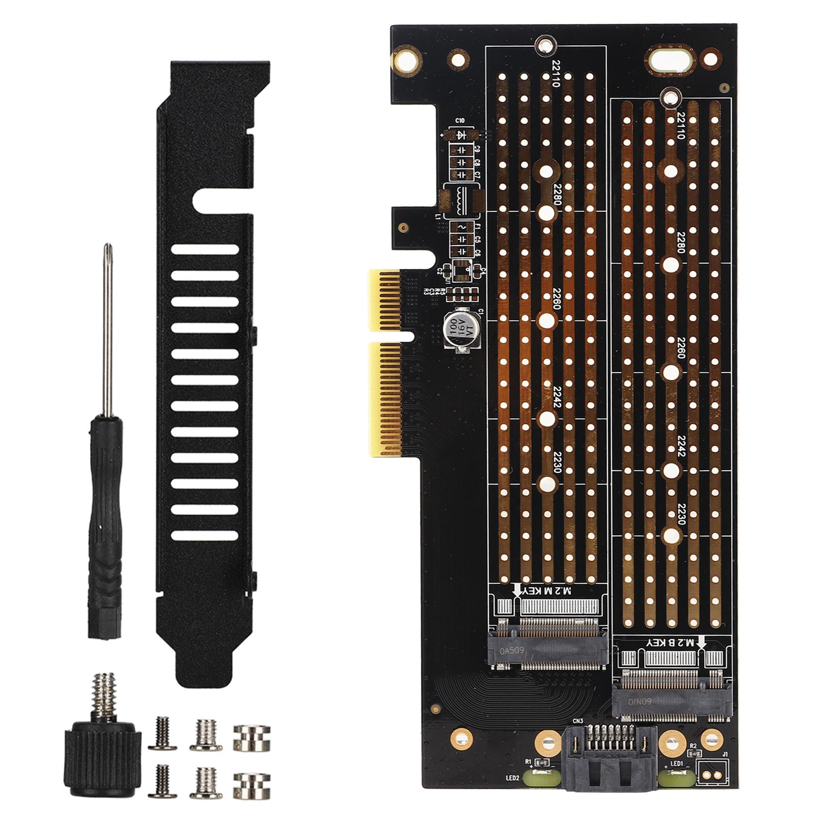 

PCIE to M.2 SATA+NVME Dual Disk Expansion Card for 2230 2242 2260 2280 22110 Size M.2 SSD