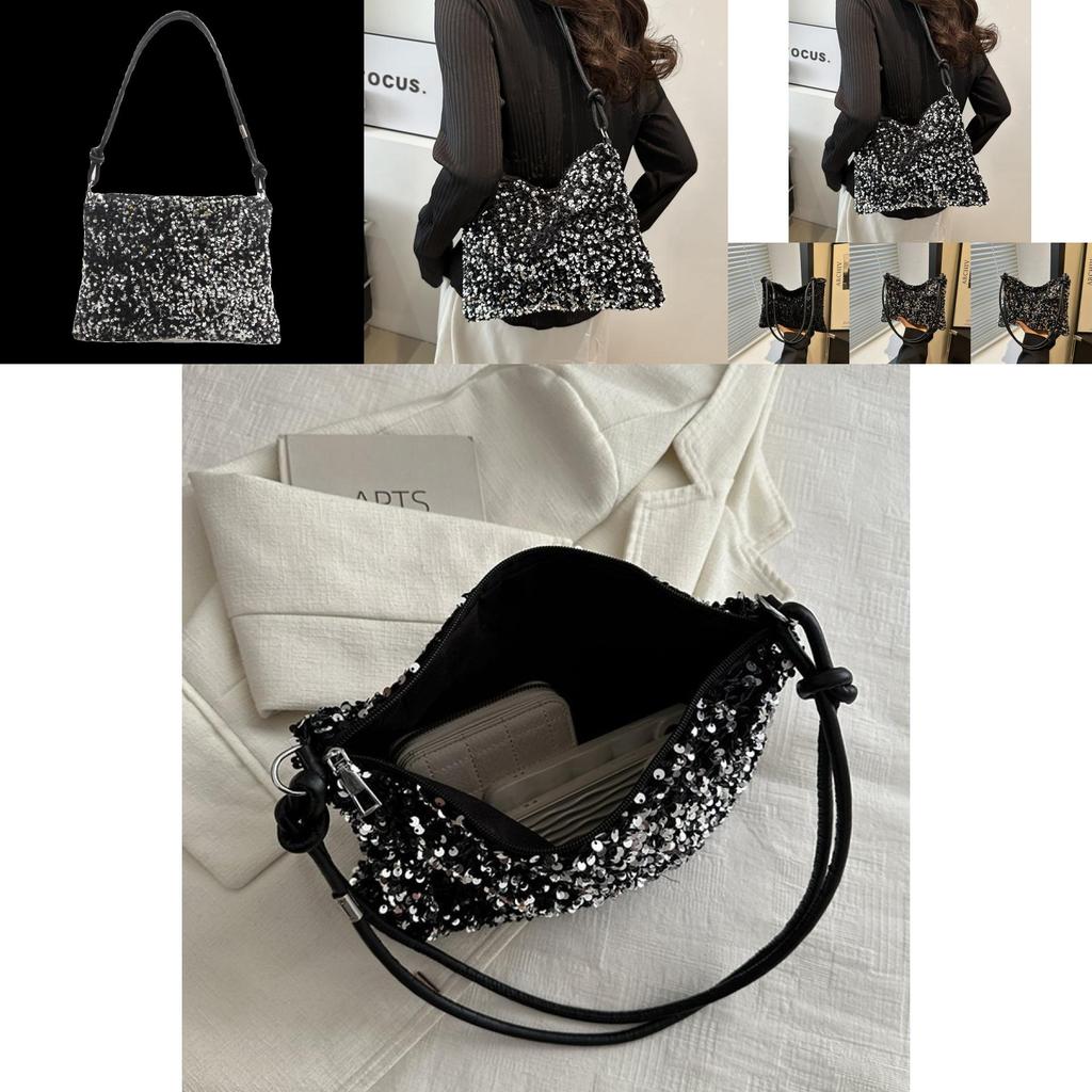 Stylish Sparkling Tote Bag For Women 2024 Trendy Casual Shoulder Satchel Ideal For Everyday