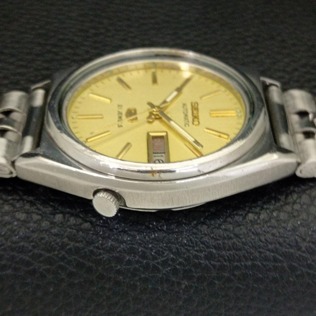 GENUINE VINTAGE SEIKO 5 AUTOMATIC 7019A JAPAN MENS GOLDEN DIAL WATCH a702623-1 R209-a702623