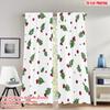 2pcs 2D Flat Printing Merry Christmas Curtains Christmas Holly Berries Digital Printed Polyester Drapes Festive Wall Decor for