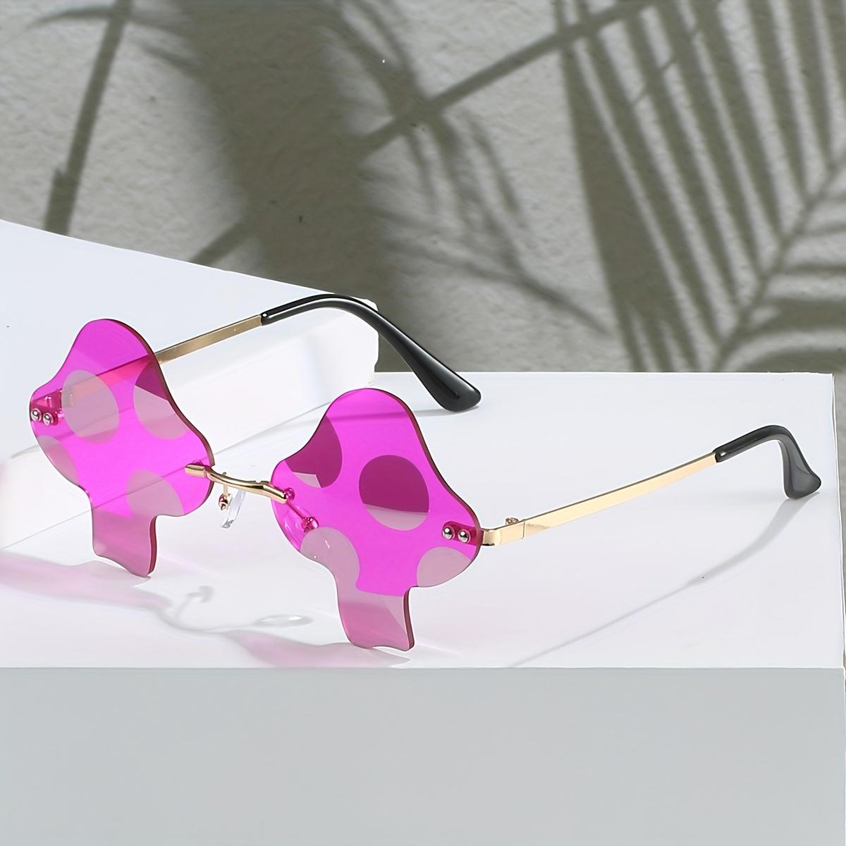 

Безободковые Y2K очки-грибы, модные, розовые и прозрачные, ретро 90-х, легкие, для вечеринок и на каждый день, модные очки для женщин и подростков, игривый дизайн фиолетовый