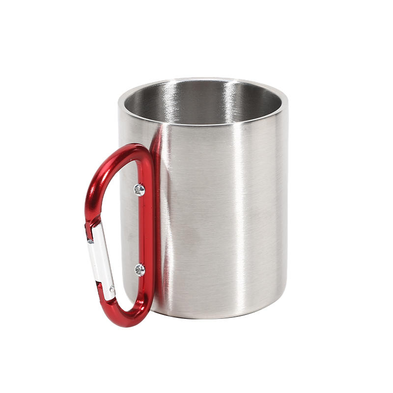 

200ML Lightweight Stainless Steel Camping Mug with Carabiner Portable Metal Coffee Mugs for Outdoor Sports Travel Hiking One Size