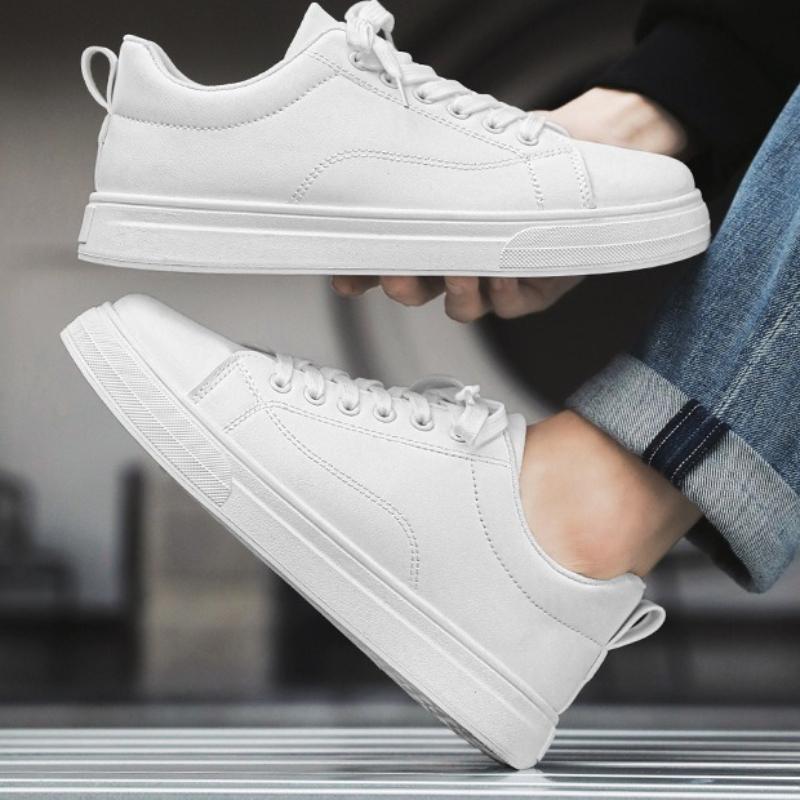 Fashion High-quality Men's Sneakers PU Leather Mens Flat Shoes Fashion Designer Walking Shoes Lace Up Men Shoes Lightweight Zapatillas