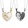 Elegant Splicing Kitten Couple Necklace Titanium Steel Jewelry Anniversary Gift for Partners Wedding Dating Couples
