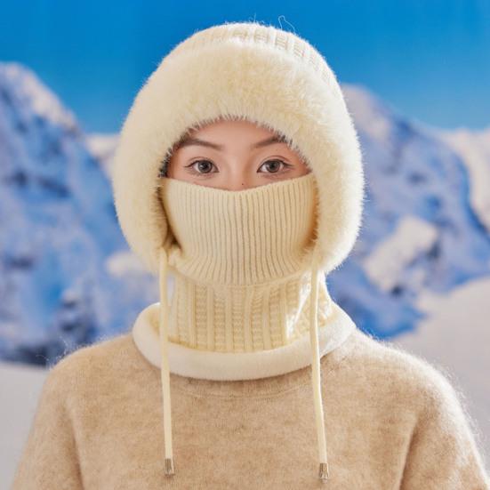 Knitted Hat Women Windproof Insulated Design Soft Fleece Lining 3-in-1 Winter Warm Hat Outdoor Adventures Skiing Hiking Headgear
