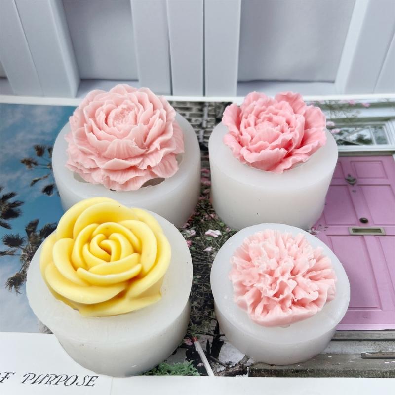 Rose Peony Flower Carnation Candle Silicone Mold Resin Epoxy Halloween Crafts DIY Ornament Jewelry Candle Making Tool