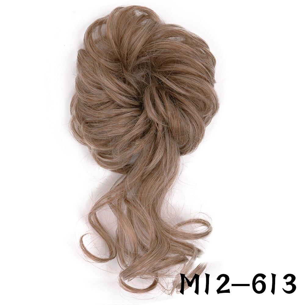 MERISIHAIR Damen-Haarknoten aus Kunstfaser, unordentlicher Chignon, lockiges Haar, elastischer unordentlicher Chignon für Damen, Haarteile, Schwarz, Braun