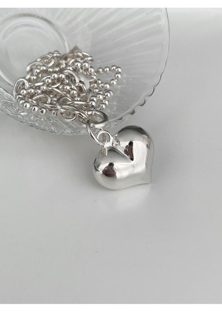 Korean Inspired Sweetheart Double Layer Necklace - Retro Peach Heart Clavicle and Creative Sweater Chain for Women