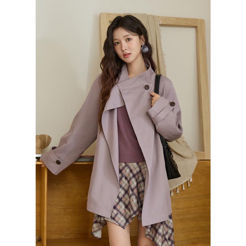 Mí Xiù Women s Retro Mid-Length Trench Coat L