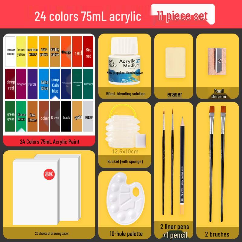 Montmartre 75ml Waterproof Non-Fading Acrylic Paint Set: Perfect for Children’s Textiles and Art Projects, Sunscreen Formula