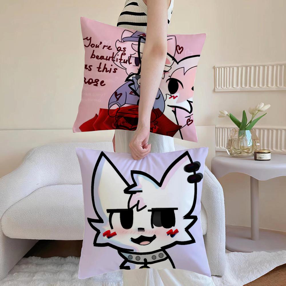 BBoykisser Silly Cat Cute Cushion Cover Antidustmite Pillowcase Invisible Zipper Silky Short Plush Sofa Cushion Cover