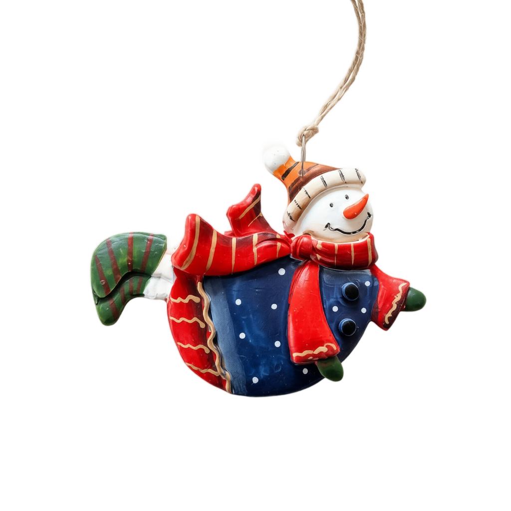 Retro Snowman Christmas Ornament, Resin Hanging Decoration for Holiday Tree