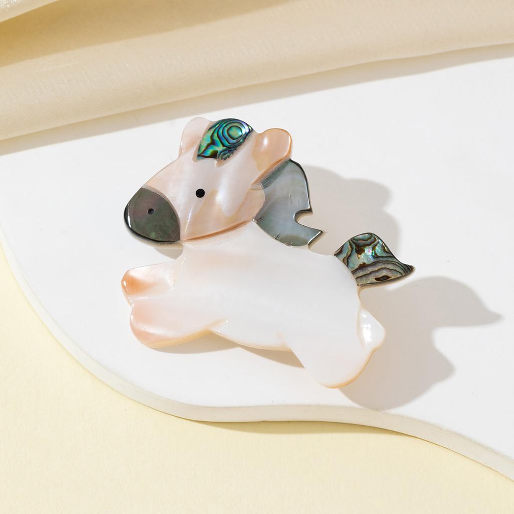 Animal Shell Brooch Handmade Natural Shell Pony Fashion Accessory For Women