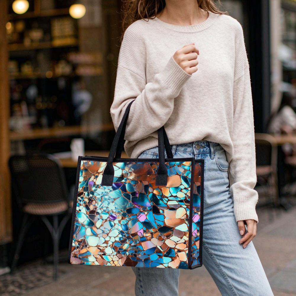 Iridescent Mosaic Stylish Tote Bag for Daily Casual Commute Use