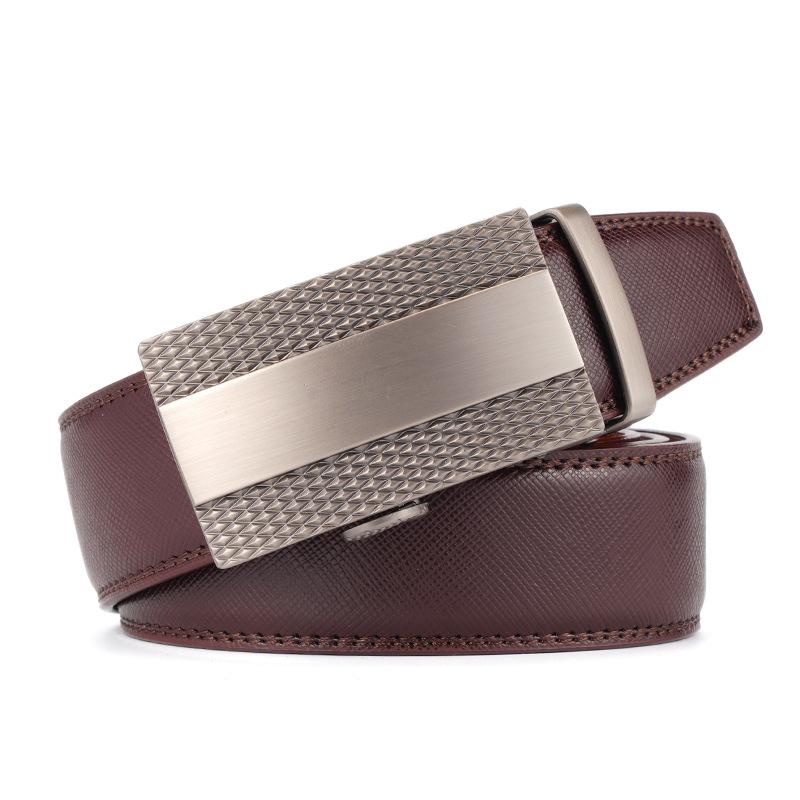 

Men s Belt, Hot Cowhide Trousers Belt, Middle-aged and Young Alloy Automatic Buckle High-end Business Trousers Belt, Men 130cm