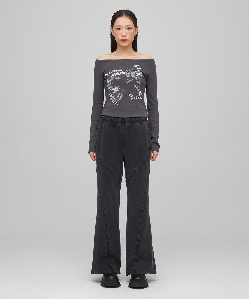 LALAFOX Bootcut Seam Line Pants Black Bq4Cp002