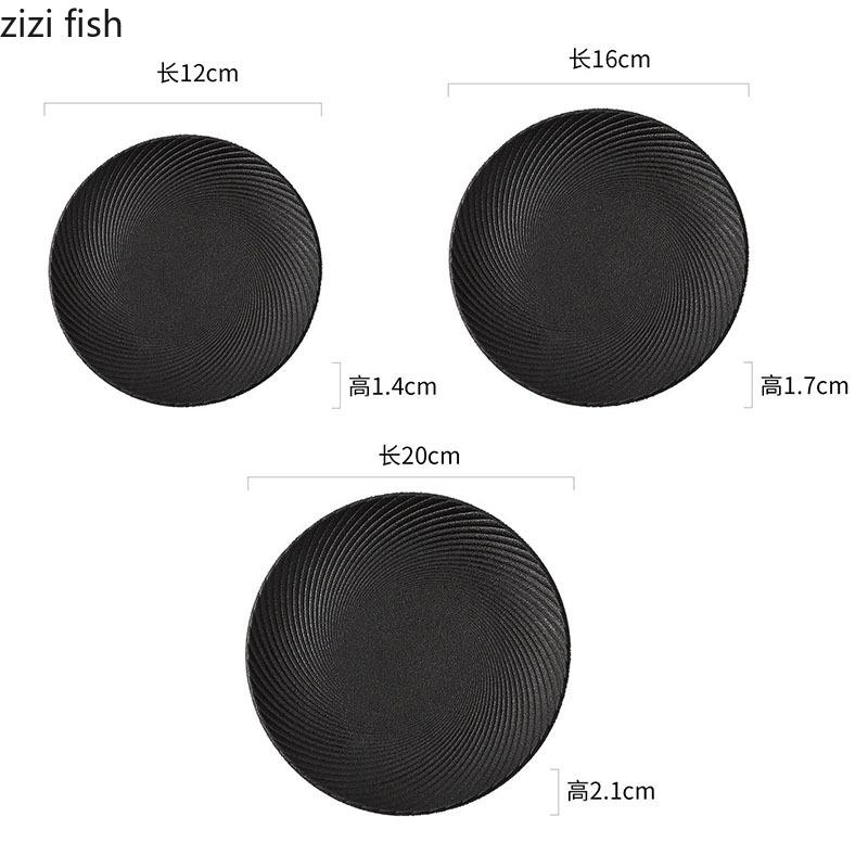 Einfarbiger gerippter flacher Keramikteller Kreativer Steakteller Dessert Sushi Gericht Servierteller Restaurant Spezialgeschirr