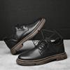 Trendy Men 'S Leather Shoes British Style Leather Casual Shoes New Autumn And Winter Laces Top Layer Cowhide Men 'S Shoes