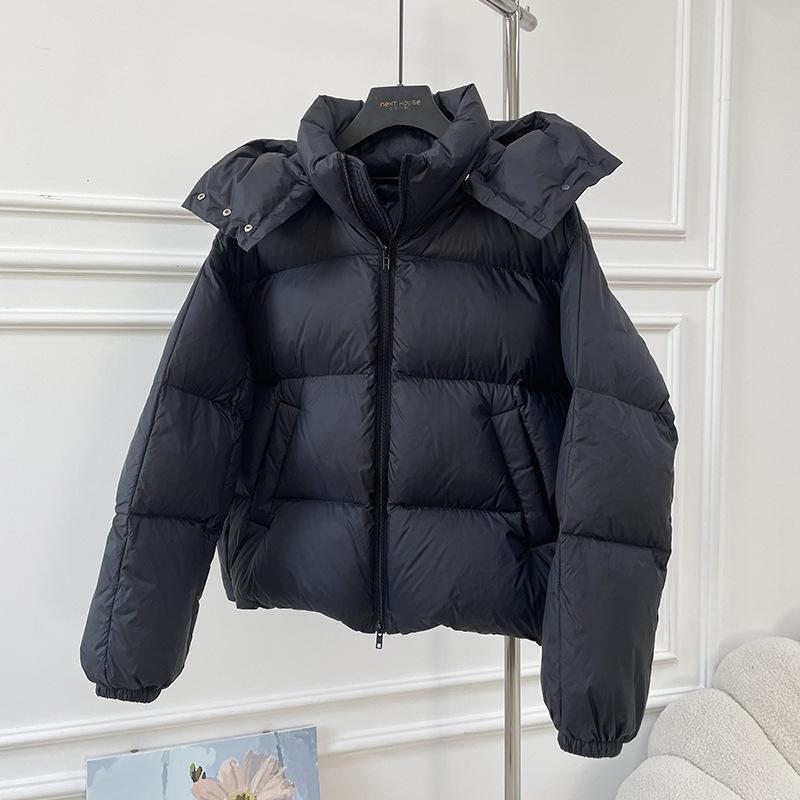 Down Jacket Without Weight, Winter New Puff Bread Down Jacket Women's Short Hooded White Duck Down