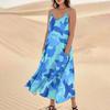 Women's Fashion Casual Floral Print Sleeveless Pocket Long Beach Dress