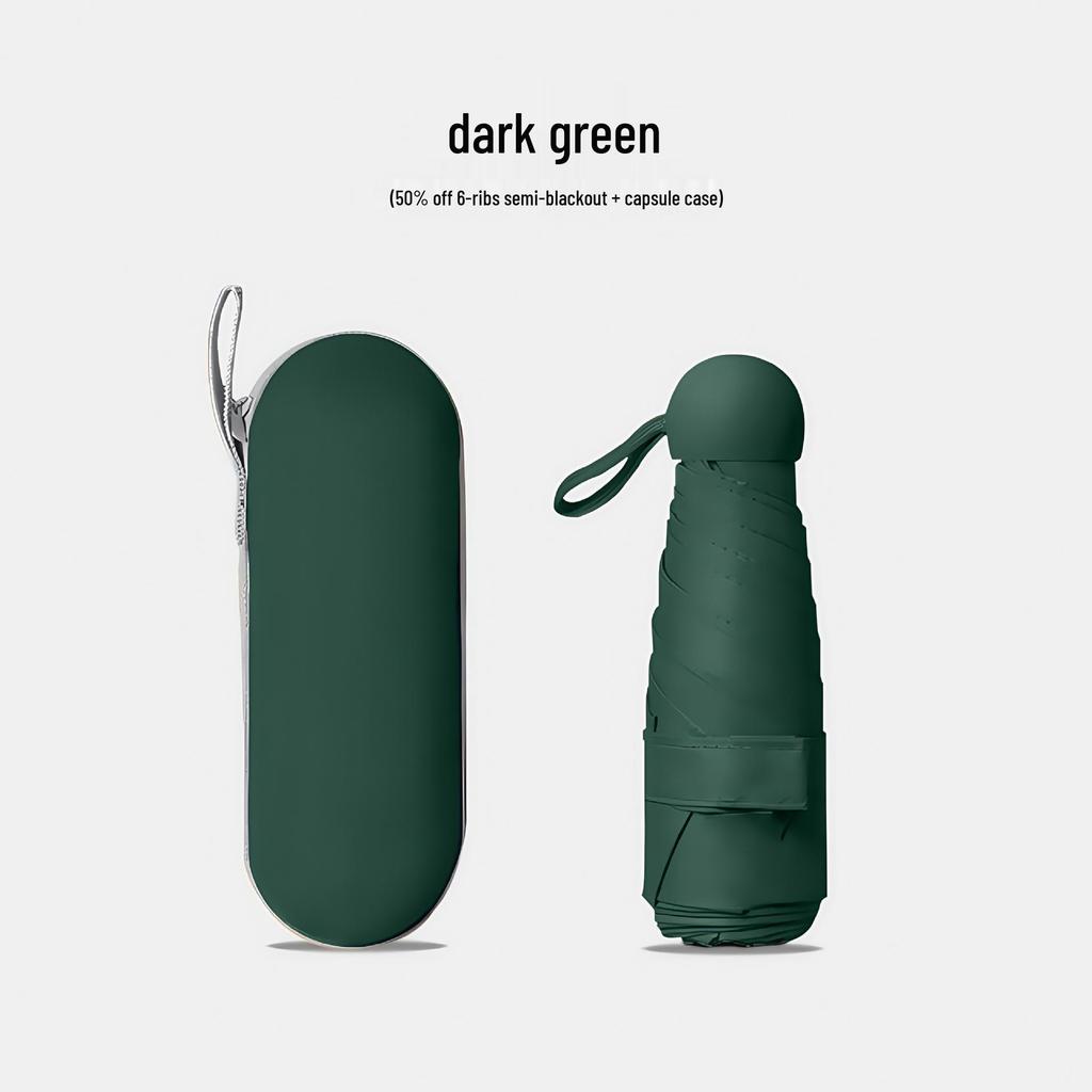 Compact 5-Fold Dual-Use Umbrella: UV Protection & Water Resistant Mini with Black Lining