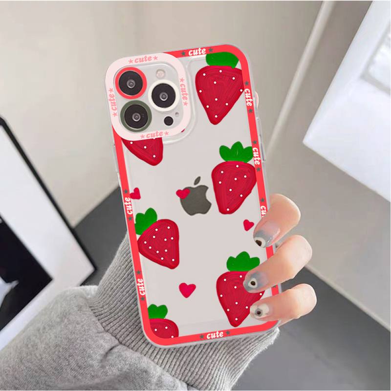 Lovely Cherry Strawberry Phone Case for iPhone 11 12 13 Mini Pro Max 14 Pro Max Case shell