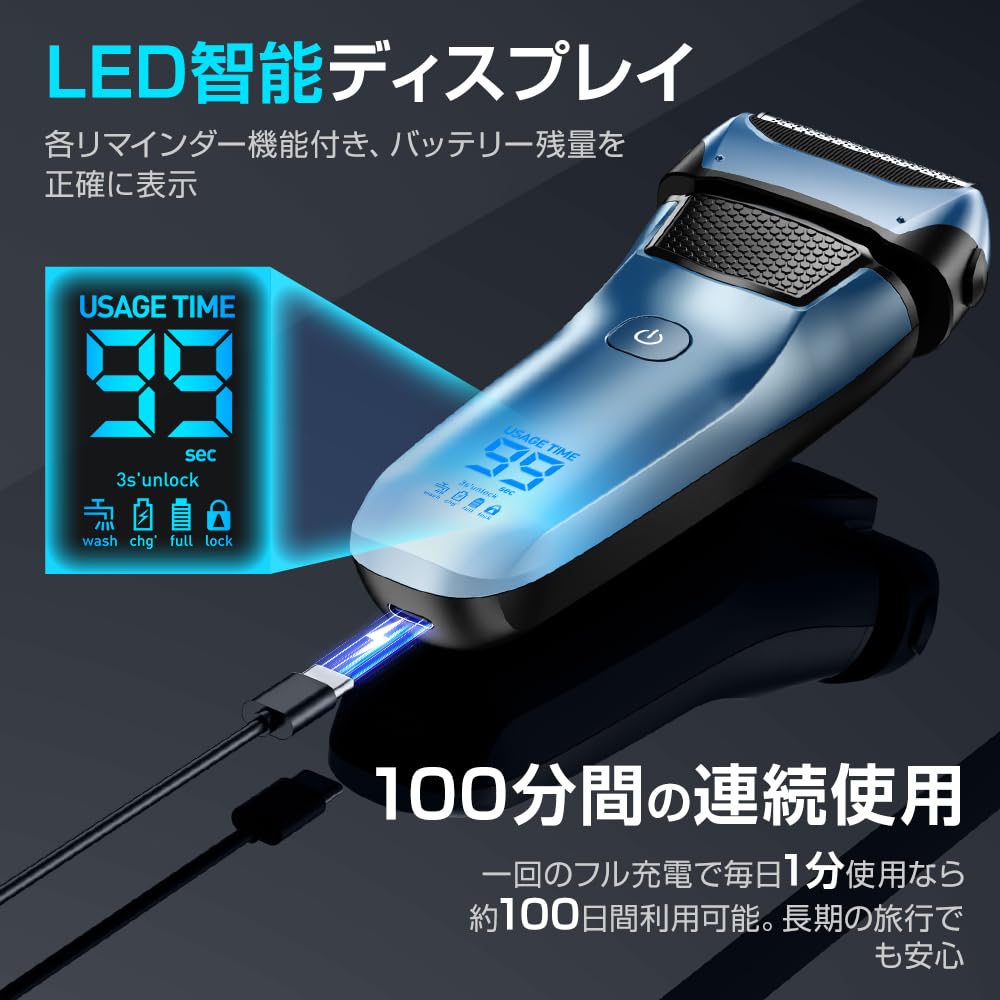 Electric Shaver for 2025 Close Highest Electric IPX7 USB Quick Rotating LED Battery Time Electric Shaver [New - Shave, Quality] Men's Shaver, Quiet,