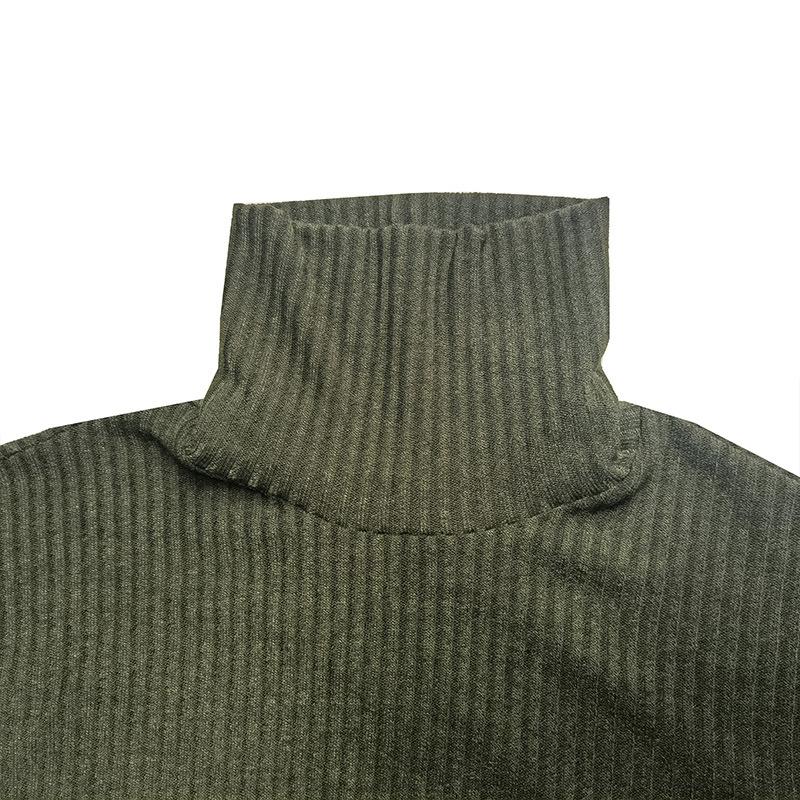 Men's Knitting Bottom Shirt Fashion High Neck Long Sleeve Fitting Versatile T-shirt Vintage Trendy Casual Wear Minimalist Fashion Breathable Shirt