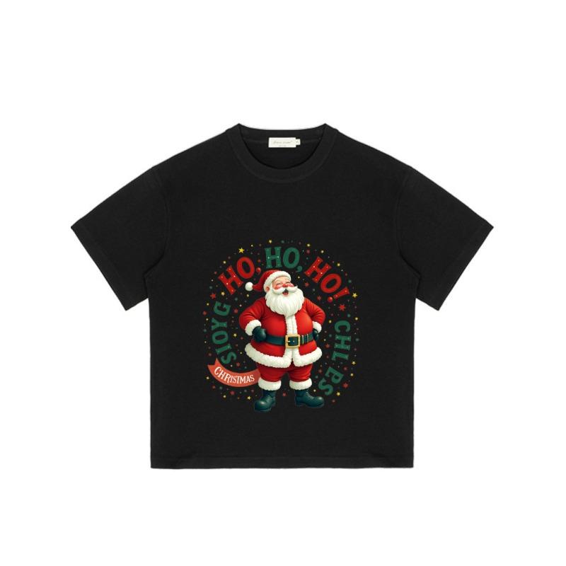 Weihnachts T-Shirt Schwarzer Weihnachtsmann Ho Ho Ho Freude Weihnachtsfeiertag Partykleidung