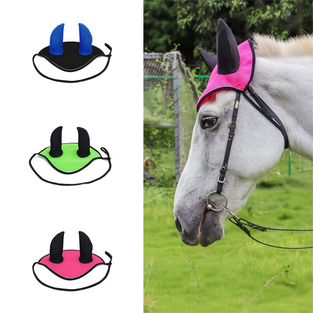 Horse Ears Cover Breathable Mesh Horse Earmuffs Horse Ear Mesh Cover, Breathable Horse Ears Protections Shield Supplies