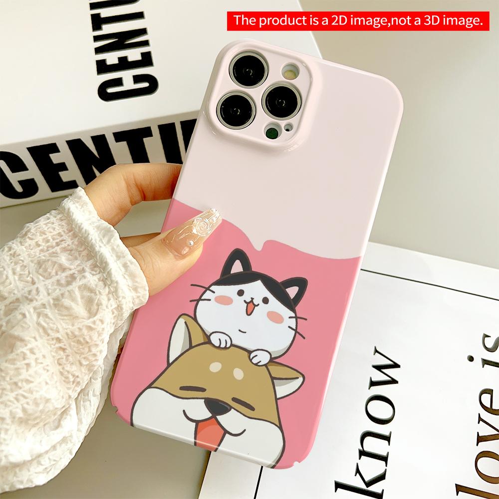 Cute Cat on Dog Phone Case All inclusive film hard phone case, compatible with iPhone 18 Pro Max 17 16 15 14 13 12 11