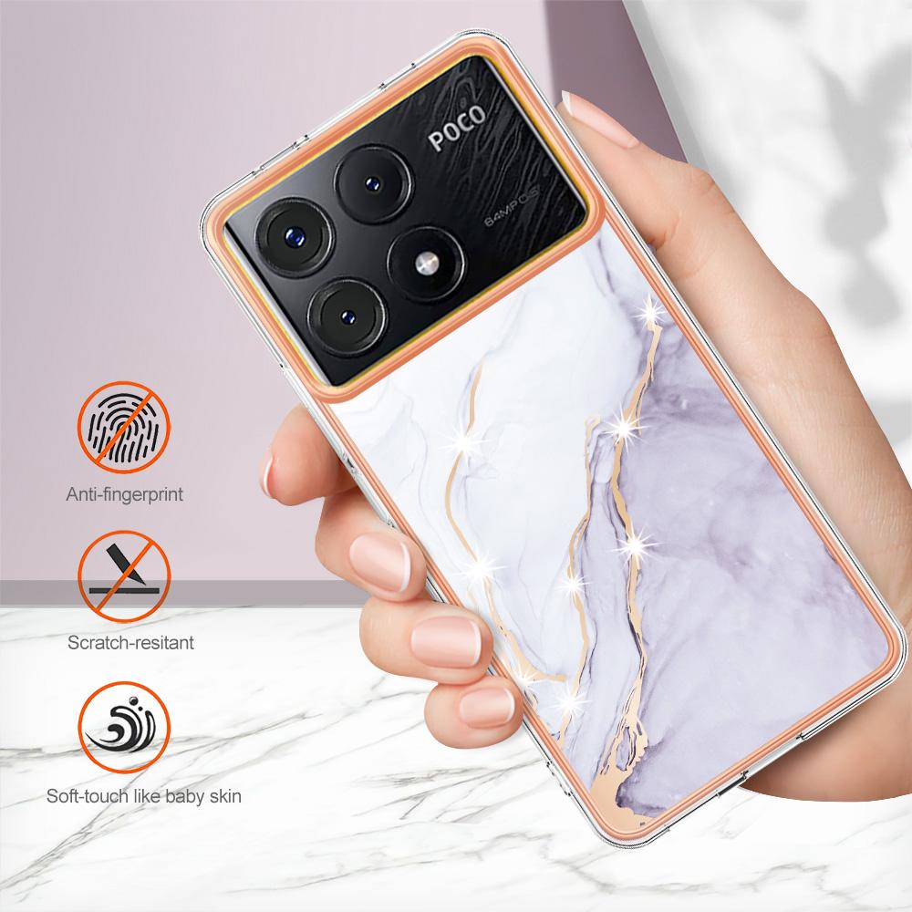 For Xiaomi Poco X6 Pro 5G/K70E 5G TPU Case with IMD Marble Pattern Electroplated Back Cover