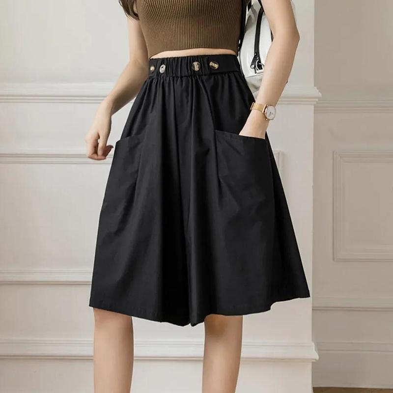 Women Loose Wide Leg Shorts Summer Beach Straight Casual Cool Comfortable High Waist Short Pants