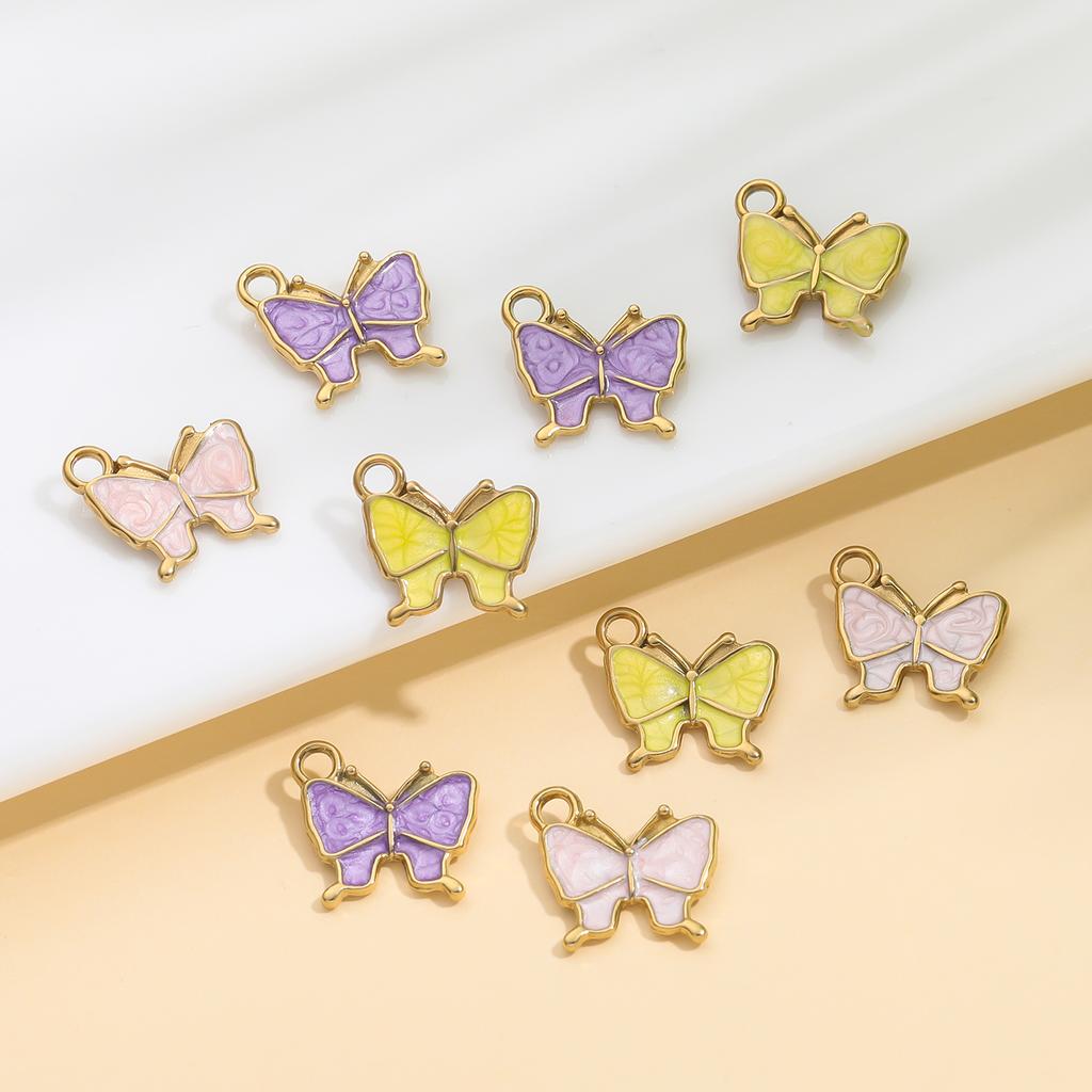 5Piece/Pack  13.5*14mm 304 Stainless Steel Butterfly Shape Charms Pendants for DIY Bracelet Necklace Jewelry Making Accessories