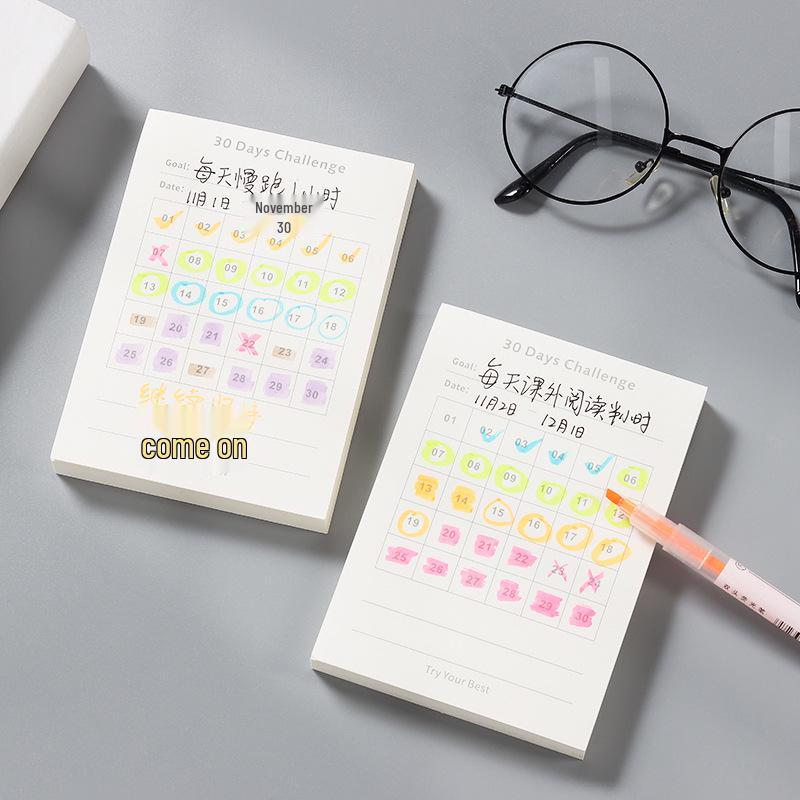 Simple 30-Day Self-Discipline Punch Card Planner - Mini Portable Efficiency Notepad