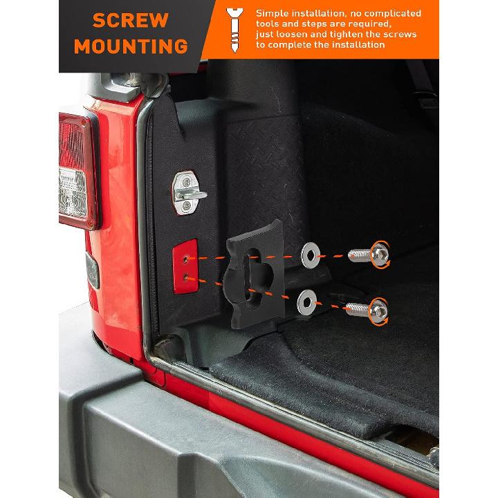 Savadicar TL01 Tailgate Limiter, Aluminum Alloy Rear Trunk Door Latch, Tail Gate Stopper for 2007-2018 Jeep Wrangler JK JKU 2-Door & 4 Door, Tailgate