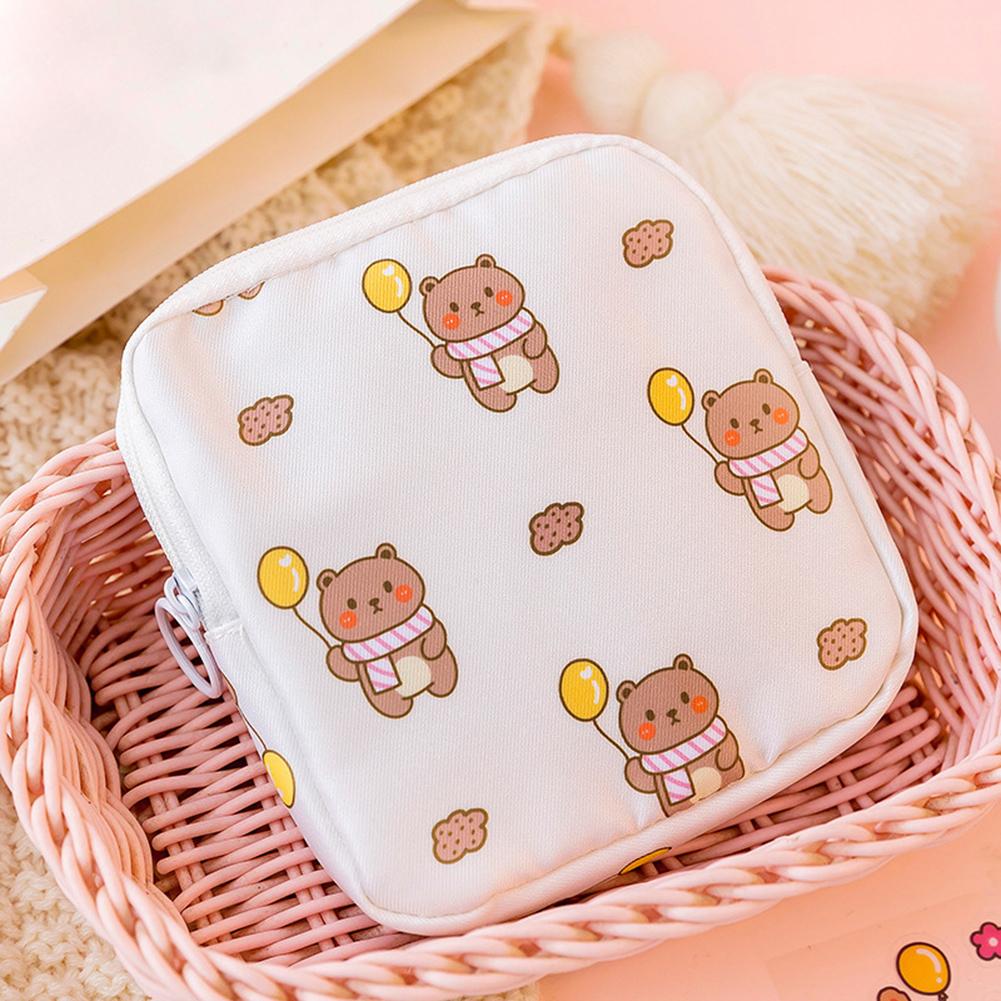 Корейские сумки для хранения гигиенических салфеток с милым медведем большой емкости, сумка-органайзер для тампонов с героями мультфильмов для девочек, мини-сумка