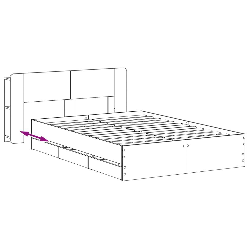 Bed Frame with Storage Space Black 150 x 200 cm Engineered Wood