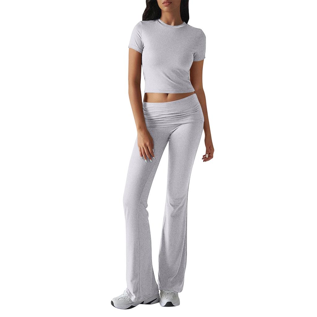 Women's Solid Color Casual Top And Pants Fashion Two-piece Set