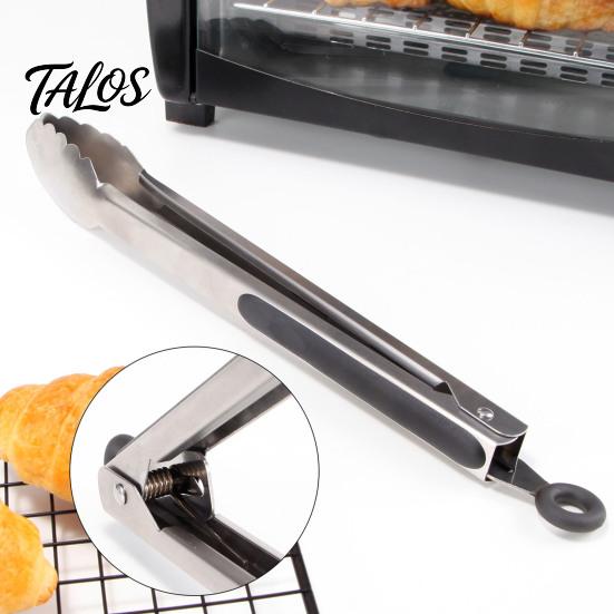 Talos Kitchen Tongs with Anti-Slip Handle And Silicone Scalloped Edges, Stainless Steel Locking Food Clips for Grilling BBQ Salad, Dishwasher