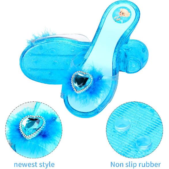 Princess Dress Up Shoes Set, Girls Role Play Dress Up Toys, Toddler Pretend Jewelry Boutique Kit Gift Set for Little Girls Aged 3-6 Years Old, 4