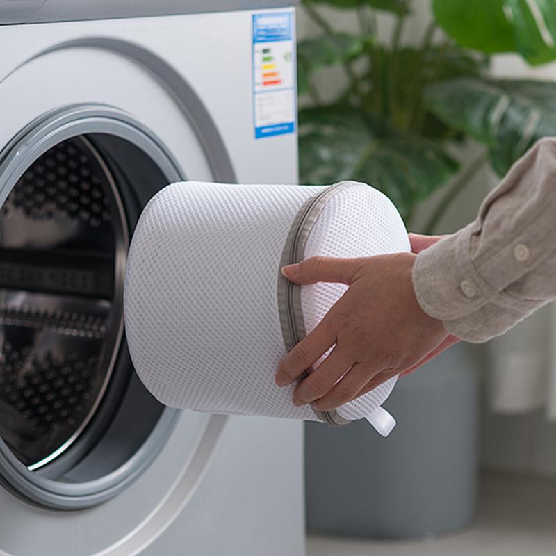 Underwear Wash Bag Bracket Mesh Zipper Underwear Bra Laundry Bag for Machine Washing White Fabric