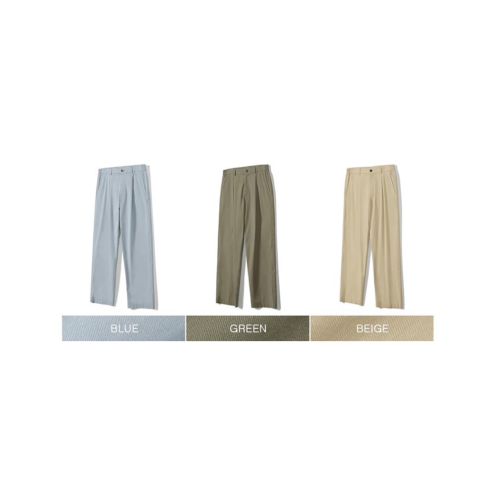 NOTIG One-Pleat Loose Fit Cotton Blend Pants Blue_Okg3Ptlp103B1