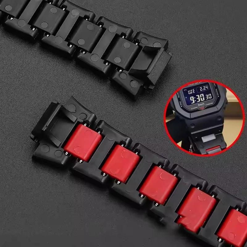 Für Casio Armband G-SHOCK GA-2100 DW5600 DW-6900 GW-M5610/B5600 Schwarzes Kunststoff-Stahl-Uhrenarmband Herren Sport-Ersatzarmband