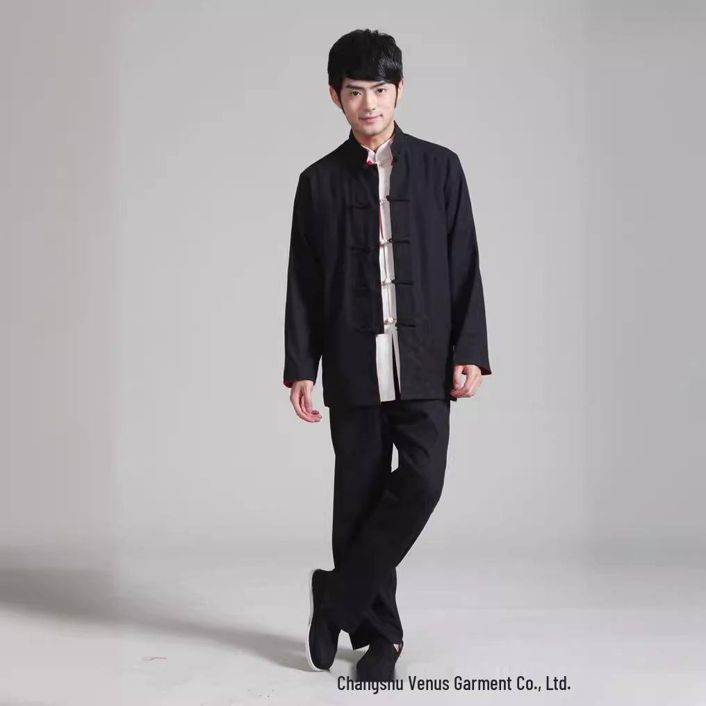 Men's Reversible Cotton and Linen Ethnic Tang Suit, Long Sleeve, 2973 Style