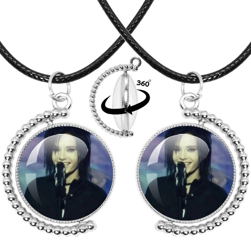 Neue Halskette Tokio Hotel Retro Rockband Pop Bill Kaulitz Band Glas Doppelseitig Drehbar Anhänger Halskette Schmuck Anhänger Fans