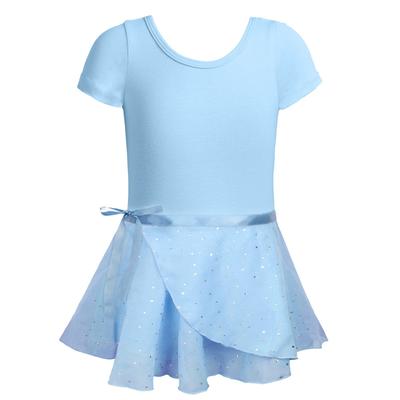 Girls' Love Dance Skirt, Girls' Four Seasons Short Sleeve Ballet Practice Dress, Two Piece Gymnastics Performance Dress Set