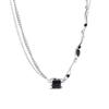ins style light luxury double-layer square zircon necklace women's irregular collarbone chain trendy cool accessories