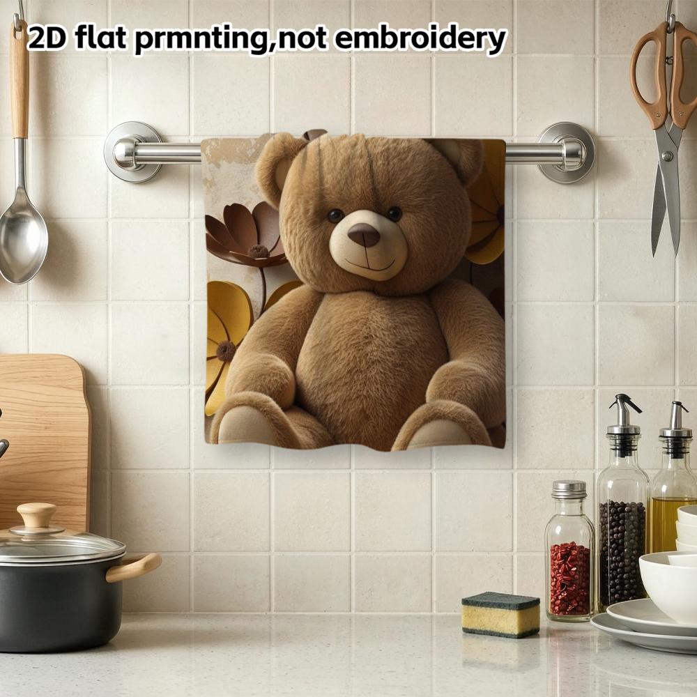 Vintage Floral Teddy Bear Soft Bath Towel